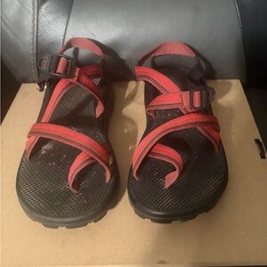 Chaco Men's Red and Black Strappy Outdoor Sandals